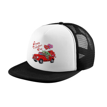 Yoda, happy valentines day (xoxo), Καπέλο Ενηλίκων Soft Trucker με Δίχτυ Black/White (POLYESTER, ΕΝΗΛΙΚΩΝ, UNISEX, ONE SIZE)