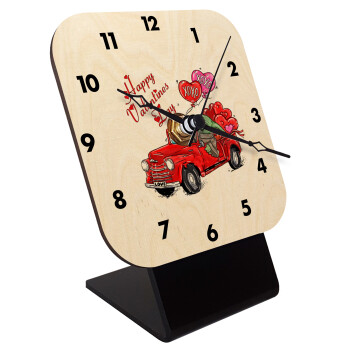 Yoda, happy valentines day (xoxo), Επιτραπέζιο ρολόι σε φυσικό ξύλο (10cm)