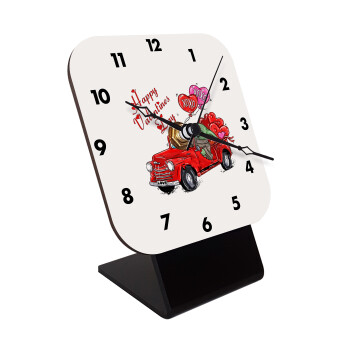 Yoda, happy valentines day (xoxo), Quartz Wooden table clock with hands (10cm)
