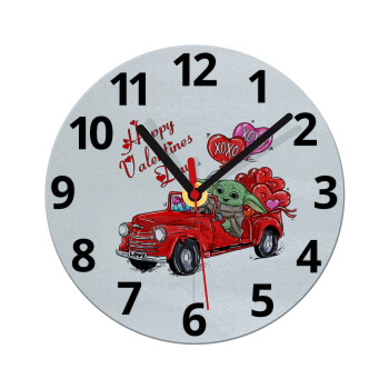 Yoda, happy valentines day (xoxo), Ρολόι τοίχου γυάλινο (20cm)