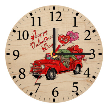 Yoda, happy valentines day (xoxo), Ρολόι τοίχου ξύλινο plywood (20cm)