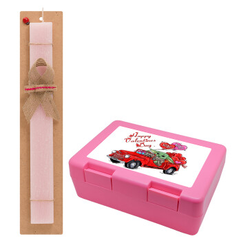 Yoda, happy valentines day (xoxo), Easter Set, children's snack container PINK & scented flat Easter candle (30cm) (PINK)