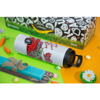 Yoda, happy valentines day (xoxo), Easter candle,Travel Tumbler 2 Lids, with metal straw & cleaning brush & aromatic flat candle (30cm) (BLUE)