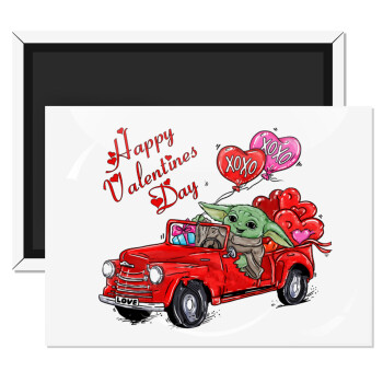 Yoda, happy valentines day (xoxo), Ορθογώνιο μαγνητάκι ψυγείου διάστασης 9x6cm