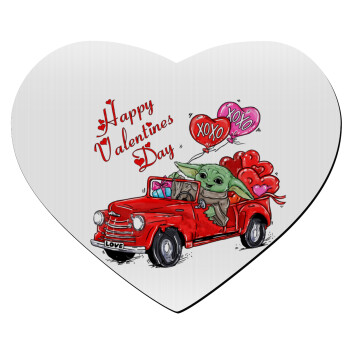 Yoda, happy valentines day (xoxo), Mousepad heart 23x20cm