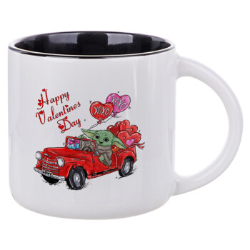 Yoda, happy valentines day (xoxo), Κούπα κεραμική 400ml Λευκή/Μαύρη
