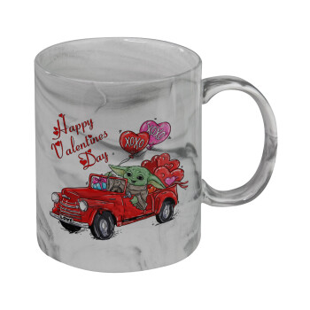 Yoda, happy valentines day (xoxo), Mug ceramic marble style, 330ml
