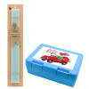 Easter Set, children's snack container BLUE & Easter aromatic flat candle (30cm) (TURQUOISE)
