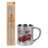 Easter Set, metallic thermal cup (300ml) & Easter aromatic flat candle (30cm) (GRAY)