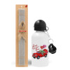 Easter Set, metallic aluminum water bottle (500ml) & aromatic flat Easter candle (30cm) (GRAY)