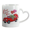 Mug heart handle, ceramic, 330ml