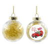 Transparent Christmas tree ball ornament with gold filling 8cm