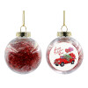 Transparent Christmas tree ball ornament with red filling 8cm