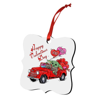Yoda, happy valentines day (xoxo), Christmas ornament polygon wooden 7.5cm