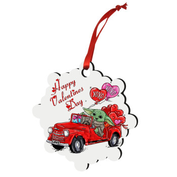 Yoda, happy valentines day (xoxo), Christmas ornament snowflake wooden 7.5cm