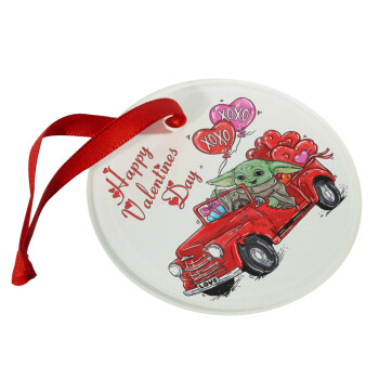 Yoda, happy valentines day (xoxo), Christmas ornament glass 9cm
