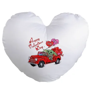 Yoda, happy valentines day (xoxo), Μαξιλάρι καναπέ καρδιά 40x40cm περιέχεται το  γέμισμα