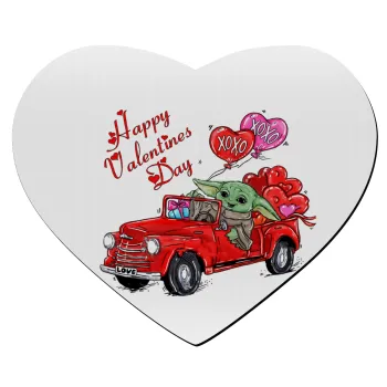 Yoda, happy valentines day (xoxo), Mousepad heart 23x20cm