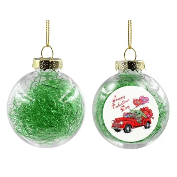 Yoda, happy valentines day (xoxo), Transparent Christmas tree ball ornament with green filling 8cm