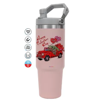 Yoda, happy valentines day (xoxo), Pink color, 890ml (30oz) stainless Steel Tumbler with Handle