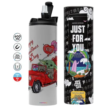 Yoda, happy valentines day (xoxo), Tumbler stainless steel GREY 600ml