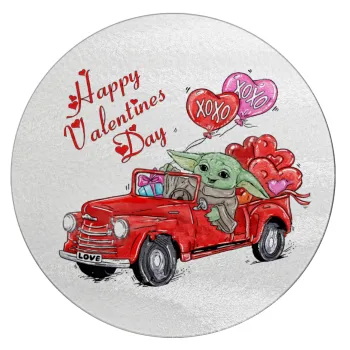 Yoda, happy valentines day (xoxo), Επιφάνεια κοπής γυάλινη στρογγυλή (30cm)