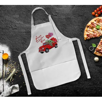 Yoda, happy valentines day (xoxo), Ποδιά Σεφ Ολόσωμη Παιδική (με ρυθμιστικά και 2 τσέπες)