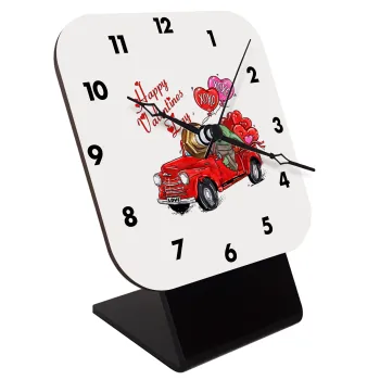 Yoda, happy valentines day (xoxo), Quartz Wooden table clock with hands (10cm)