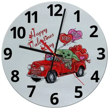 Yoda, happy valentines day (xoxo), Ρολόι τοίχου γυάλινο (30cm)