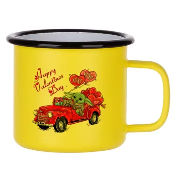 Yoda, happy valentines day (xoxo), Metallic enamel MATT Yellow cup 360ml