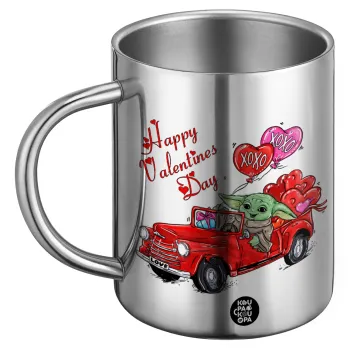 Yoda, happy valentines day (xoxo), Ανοξείδωτη Μεταλλική Κούπα 450ml - Διπλού Τοιχώματος