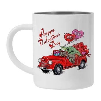 Yoda, happy valentines day (xoxo), Mug Stainless steel double wall 300ml
