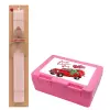 Easter Set, children's snack container PINK & scented flat Easter candle (30cm) (PINK)