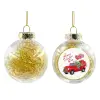 Transparent Christmas tree ball ornament with gold filling 8cm