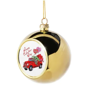 Yoda, happy valentines day (xoxo), Golden Christmas tree ball ornament 8cm