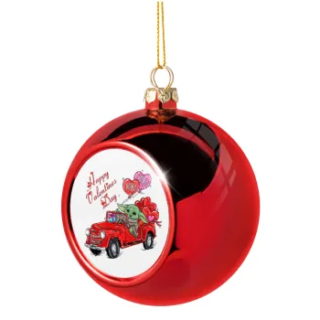 Yoda, happy valentines day (xoxo), Christmas tree ball Red 8cm