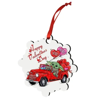 Yoda, happy valentines day (xoxo), Christmas ornament snowflake wooden 7.5cm