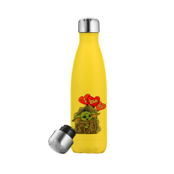 Yoda, i love you, Yellow Stainless Steel Metallic Thermos, double-walled, 500ml