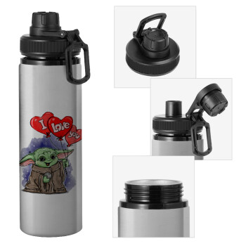 Yoda, i love you, Μεταλλικό παγούρι νερού με καπάκι ασφαλείας, αλουμινίου 850ml