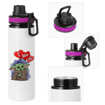 Yoda, i love you, Metallic water bottle with safety lid, 850ml aluminum