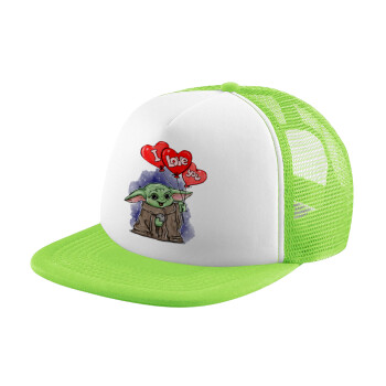 Yoda, i love you, Καπέλο Soft Trucker με Δίχτυ Πράσινο/Λευκό
