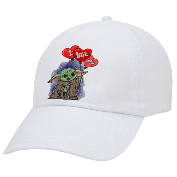 Yoda, i love you, Καπέλο Ενηλίκων Baseball Λευκό 5-φύλλο (POLYESTER, ΕΝΗΛΙΚΩΝ, UNISEX, ONE SIZE)