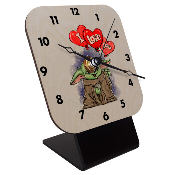 Yoda, i love you, Quartz Table clock in natural wood (10cm)