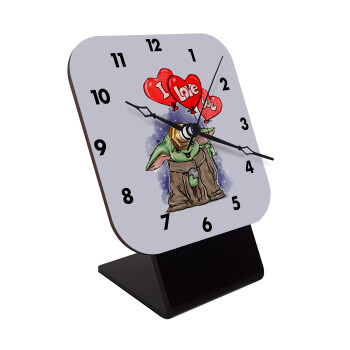 Yoda, i love you, Quartz Wooden table clock with hands (10cm)