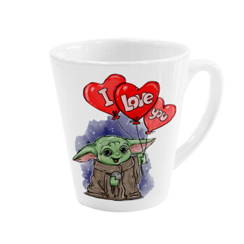 Yoda, i love you, Κούπα κωνική Latte Λευκή, κεραμική, 300ml