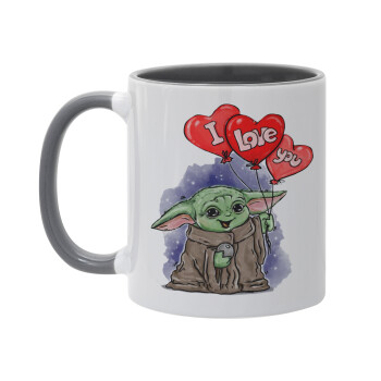 Yoda, i love you, Κούπα χρωματιστή γκρι, κεραμική, 330ml
