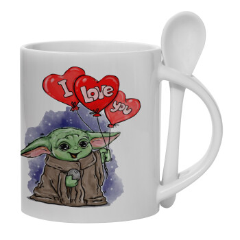 Yoda, i love you, Κούπα, κεραμική με κουταλάκι, 330ml (1 τεμάχιο)