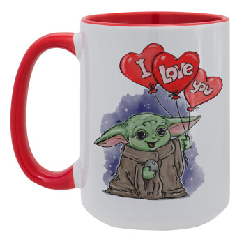 Yoda, i love you, Κούπα Mega 15oz, κεραμική Κόκκινη, 450ml