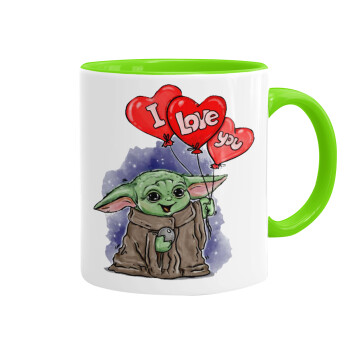 Yoda, i love you, Mug colored light green, ceramic, 330ml