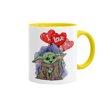 Yoda, i love you, Mug colored yellow, ceramic, 330ml